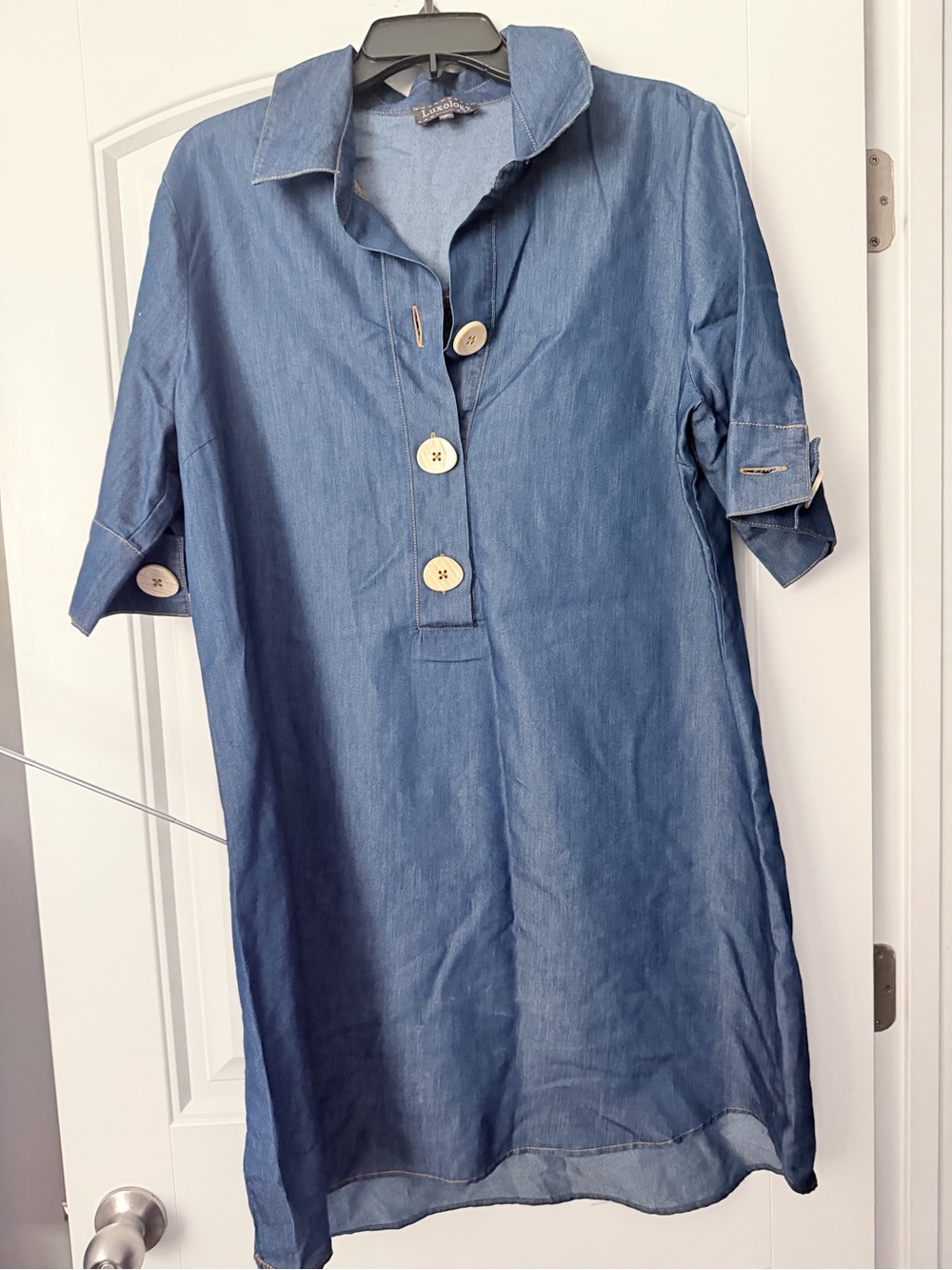 Luxology Navy Button-Front Tunic - Picture 2 of 6